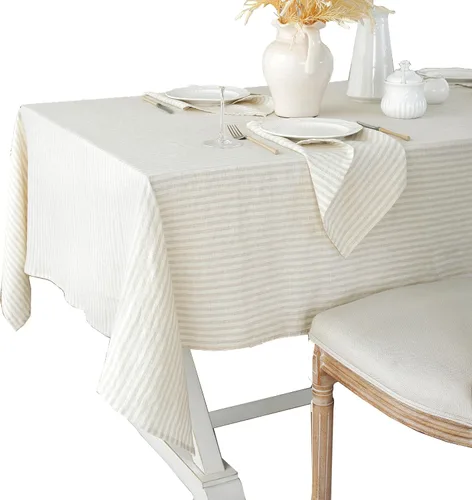 Miniatura 57 de Linen World - Mantel de lino de otoño de 55 x 55 pulgadas, mantel rectangular lavable de lino francés para comedor, al aire libre, bodas