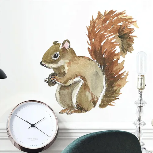 Calcomanías de pared con diseño de ardilla, diseño de animales de la naturaleza, removibles, para sala de estar, dormitorio, guardería, habitación