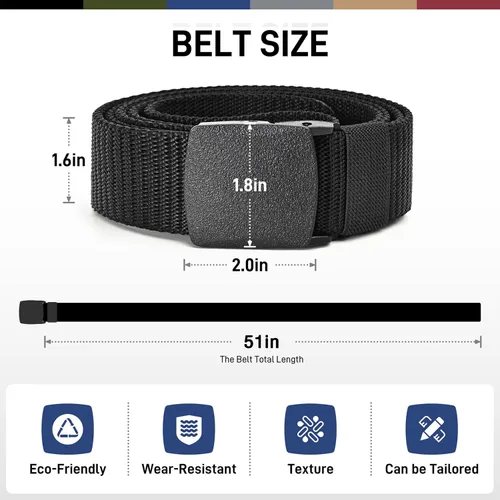 Miniatura 2 de UNGGJKB Men's Tactical Belt, Nylon Casual Elastic Belt, Work Belt That Can Be Cut And Adjusted