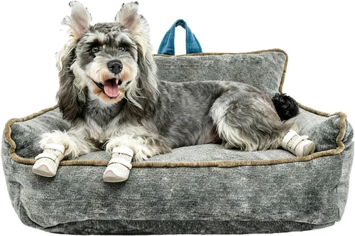 Cama mediana para perro, cama calmante para perros, cama para perros de tamaño mediano, impermeable, M (23.5 x 15.5 x 13.5 pulgadas)