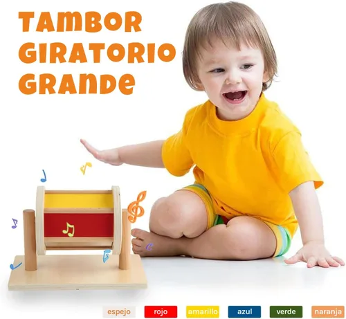 Miniatura 5 de Kit de Juguetes Montessori para Bebés - Espejo Montessori, Peekaboo, Rompecabezas con Asas, Tambor Giratorio Mediano - Para Niños de 6-12 Meses