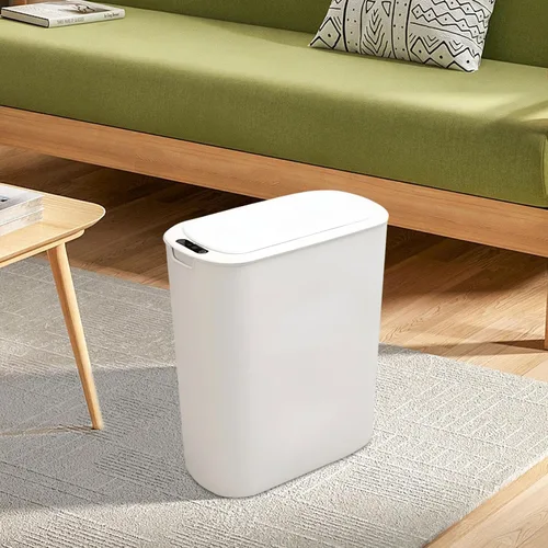 Miniatura 4 de Basurero automático para baño, sin contacto, con sensor de movimiento, con tapa de sellado, 5.28 galones, impermeable, de plástico, delgado