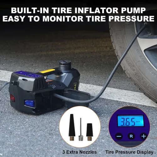 Miniatura 7 de TYAYT Kit de gato eléctrico para automóvil, gato hidráulico de 5 toneladas con bomba inflable incorporada, gato portátil de 12 V con luz LED