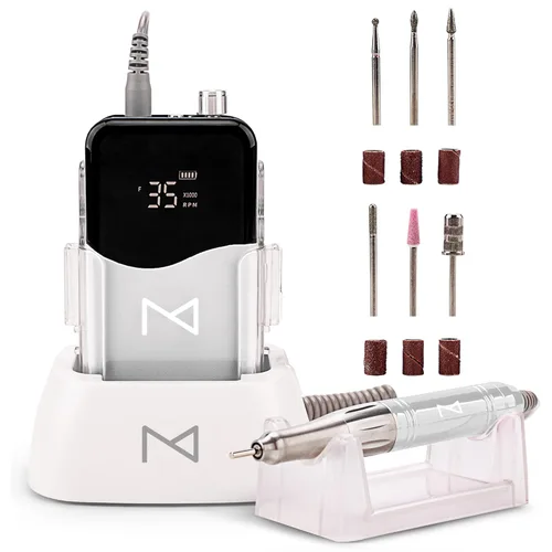 M Mase - Taladro Profesional de Uñas - Lima de Uñas 2 en 1 Sin Núcleo - Eléctrico, Inalámbrico, 35000 RPM, Pantalla HD - Taladro Eléctrico de Uñas