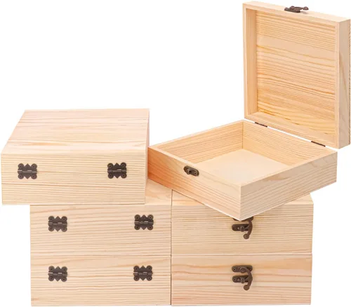 Miniatura 9 de 4 cajas de madera sin terminar con ventana, caja de madera para manualidades y almacenamiento con tapa superior de plástico, para recuerdos