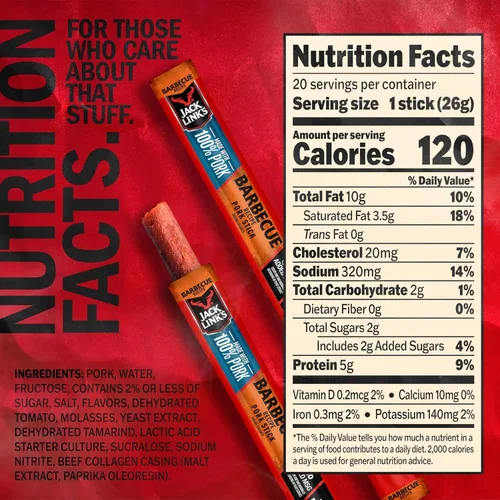 Miniatura 2 de Jack Link's Palitos de Carne, Receta Barbacoa de Cerdo - Palitos de Snack de Proteína con 5g de Proteína, Palitos de Snack de Carne Hechos con 100%