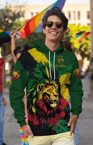 Miniatura 5 de BJU Sudadera con capucha de la bandera nacional con cordón y estampado 3D de manga larga, unisex