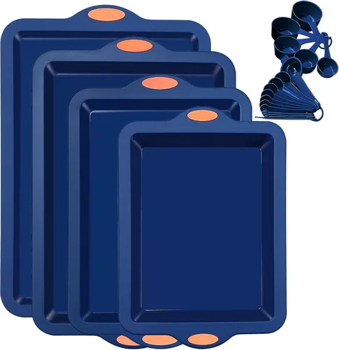 To encounter Juego de 4 moldes de silicona para hornear, antiadherentes con moldes para hornear, hojas para hornear, hojas de galletas, molde para