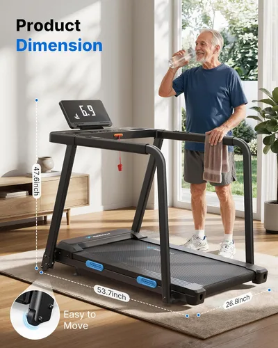 Miniatura 7 de MERACH Treadmills for Home with Incline 0%-15%, 300 LBS Capacity Double Deck Foldable Treadmill with Incline, 0.5-7.5MPH Quiet 2.5HP Brushless