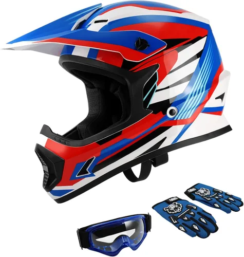 SLMOTO - Casco de motocicleta para niños, aprobado DOT, casco de motocross para niños y jóvenes, todoterreno, casco de bicicleta de tierra, casco de