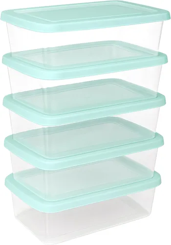 Sterilite paquete de 5 contenedores apilables de almacenamiento con tapa, diseño de plástico transparente, 6 cuartos de galón