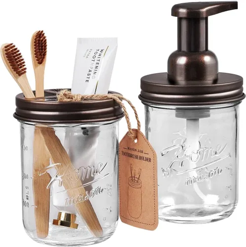 Miniatura 8 de SheeChung Accesorios de baño, soporte para cepillo de dientes, dispensador de jabón espumoso, decoración de baño, juego de accesorios de baño, Set