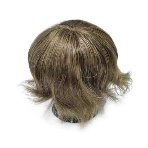 Miniatura 7 de Pieza de pelo tipo tupé para hombres, encaje suizo suave, cabello humano real, tupé para hombres, unidades de cabello con nudo blanqueado, sistema