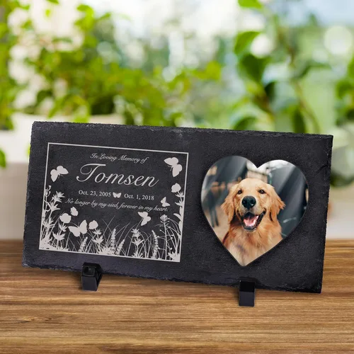 Miniatura 11 de Farfume Piedras conmemorativas personalizadas para mascotas con foto y texto Marcadores personalizados para tumbas para mascotas Lápidas