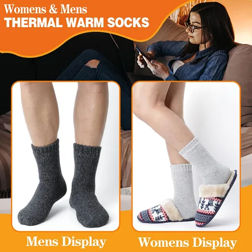 Miniatura 7 de 3 pares de calcetines térmicos cálidos para mujeres y hombres, calcetines de esquí de invierno con aislamiento para botas gruesas para clima frío