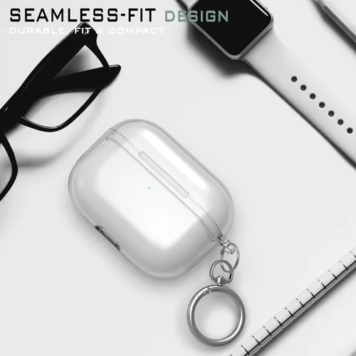 Miniatura 4 de Funda protectora de silicona híbrida compatible con AirPods 3, AirPods de 3ª generación 2021 con llavero delgado de dos piezas a presión en la funda