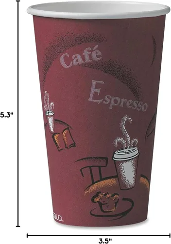 Miniatura 4 de SOLO Cup Company 316SI Bistro Design - Vasos para bebidas calientes, papel, 16 onzas, granate, 20 paquetes de 50 unidades (caja de 1000)