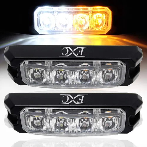 Miniatura 8 de Purishion - Luz estroboscópica con 4 luces LED color ámbar, impermeable, para barra de precaución, 10 patrones intermitentes, apto para automóvil