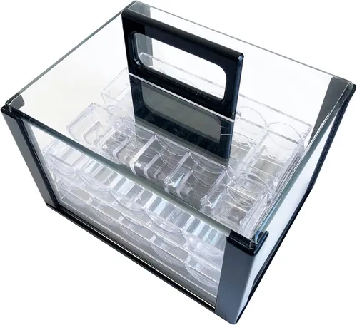 Miniatura 6 de Yuanhe Deluxe Acrylic Poker Chip Case Poker Chip Carrier(600 Chips Capacity)-With 6 Chip Racks/Chip Trays