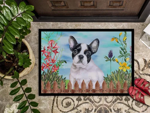 Miniatura 3 de Caroline's Treasures CK1272JMAT - Tapete de primavera de bulldog francés negro y blanco de 24 x 36 pulgadas, tapete de puerta delantera