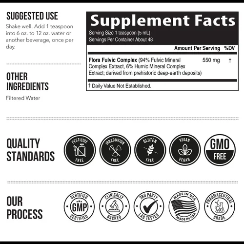 Miniatura 7 de Flora Fulvic Ácido fúlvico + complejo de ácido húmico – 550 mg Minado en Utah, extracto prehistórico de tierra profunda Inmunidad, intestino