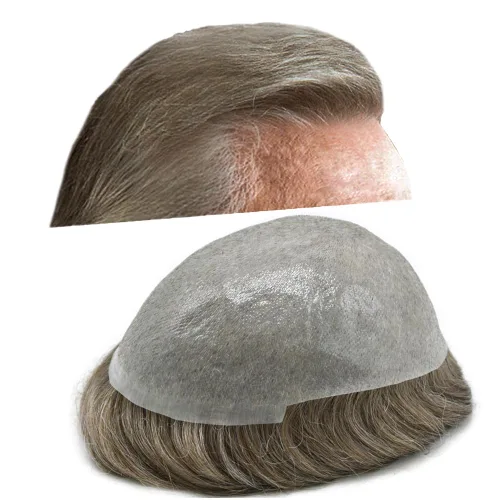 Miniatura 77 de Super Thin Skin Mens Toupee 0.001 in - Sistema de cabello de piel ultrafina para hombres, cabello humano negro, marrón, rubio, gris, peluca
