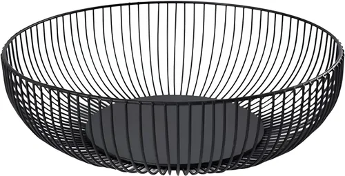 Miniatura 7 de Cesta de Frutas 7UYUU para Encimera de Cocina, Tazón de Producción de Metal Negro Moderno de Alambre de 10 Pulgadas para Frutas y Vegetales (Curvado)