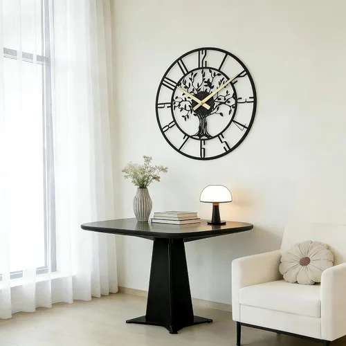 Miniatura 4 de Reloj de pared grande del Árbol de la Vida, relojes de pared grandes de metal modernos para sala de estar, reloj silencioso de 18 pulgadas operado