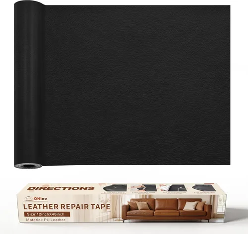Miniatura 52 de Cinta de reparación de piel de 3 x 60 pulgadas, parche autoadhesivo de reparación de piel para sofás, muebles, asiento del conductor (color negro)