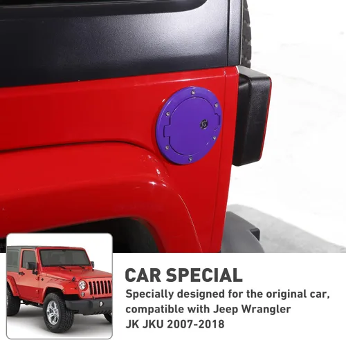 Miniatura 4 de Tapa de gasolina para Jeep Wrangler JK con cerradura, compatible con Jeep Wrangler JK JKU 2/4 puertas 2007-2018 (1 unidad, morado con cerradura)