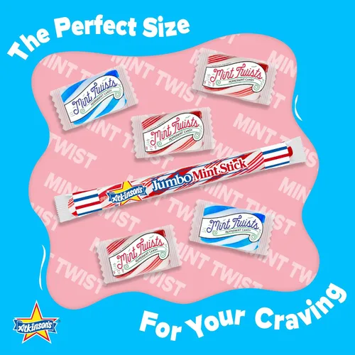 Miniatura 2 de Atkinson's Natural Mint Twists Peppermint Red and White Bolsa de 2 libras Mentas suaves envueltas a granel, sin gluten, kosher, veganas. Ideal