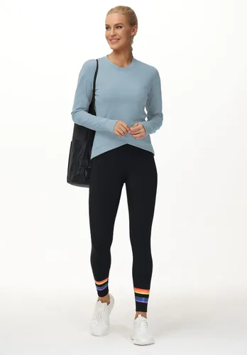 Miniatura 8 de Camisetas de compresión de manga larga para mujer, con dobladillo cruzado, atléticas, para correr, yoga, con agujero para el pulgar