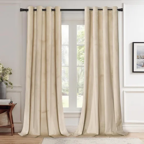 Miniatura 117 de JIUZHEN - Cortinas de terciopelo gris de 63 pulgadas opacas para sala de estar - Cortinas gruesas de terciopelo con ojales para ventana
