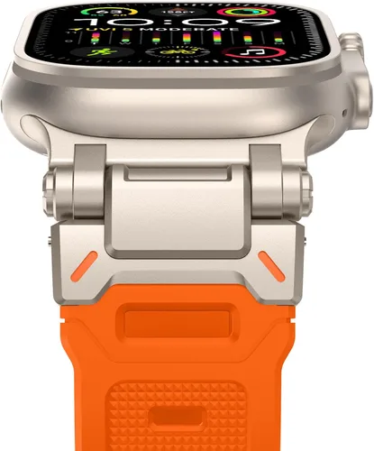 Miniatura 9 de FULLIFE Diseñado para Apple Watch Band Apple Watch Ultra 3/2/1 1.929 in para hombres, bandas de goma de silicona con conector de metal para Apple