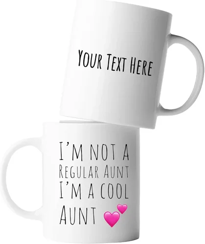 Miniatura 8 de Panvola Taza de café de cerámica con texto en inglés "I'm Not A Regular Aunt I'm A Cool Aunt", regalo para el Día de la Madre de sobrino, hermana