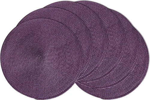 Miniatura 20 de AHHFSMEI Juego de 6 manteles individuales redondos trenzados de 15 pulgadas para mesas de comedor, tejido natural, resistentes al calor, color azul