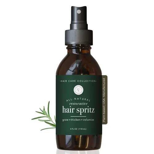 Rowe Casa Organics Spritz reparador natural para el cabello con hamamelis y aceites esenciales terapéuticos, voluminizador de cabello hecho a mano,