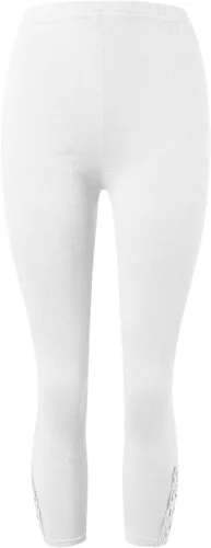 Miniatura 3 de Featur - Leggings de yoga recortados para mujer, cintura alta, pantalones capri elásticos con costuras de encaje, talla grande, pantalones