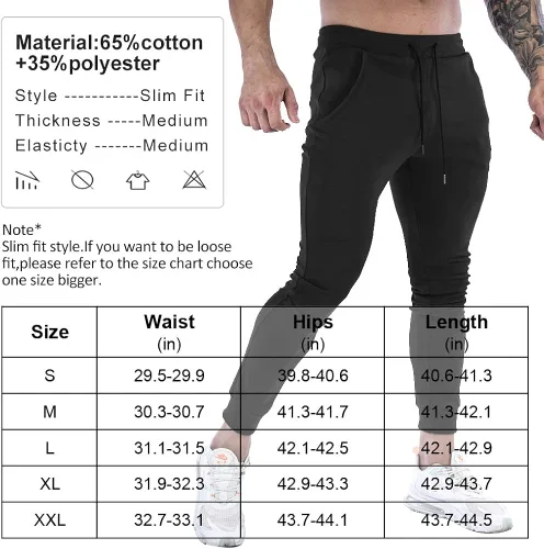 Miniatura 6 de Wangdo Pantalones deportivos ajustados para hombre, pantalones de entrenamiento para gimnasio, pantalones deportivos cónicos, pantalones deportivos