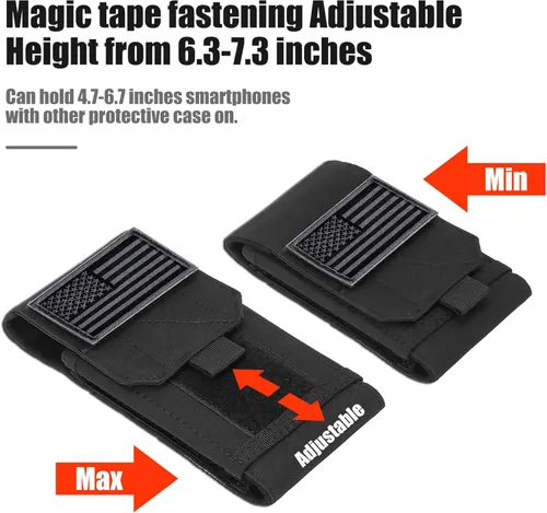 Miniatura 4 de Funda Táctica Molle para Teléfono, Funda de Cinturón con Asa de Bucle Resistente con Parche de Bandera para iPhone 17 Pro Max/Air/17 Pro/17/16 Pro