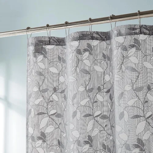 Miniatura 5 de LINENZONE Cortinas de ducha de encaje con elegante diseño de hojas. Tamaño 36 x 72 pulgadas. Se puede utilizar como cortina de ducha rústica