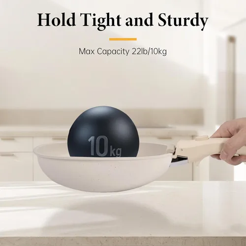 Miniatura 4 de Mango extraíble para olla, mango universal, repuesto para ollas y sartenes, se adapta a todos los utensilios de cocina, incluye soporte para Beige