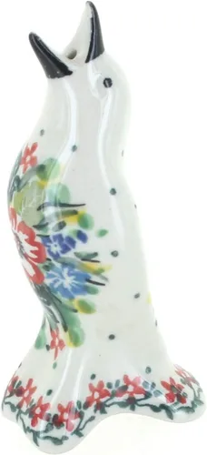 Pastel de colibrí de cerámica polaca rosa azul pájaro
