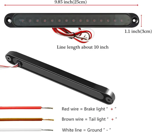 Miniatura 3 de Luz trasera roja con lente ahumada de 15 LED para remolque, barra LED de 10" con luz de parada, intermitente, luz trasera impermeable, tira de freno