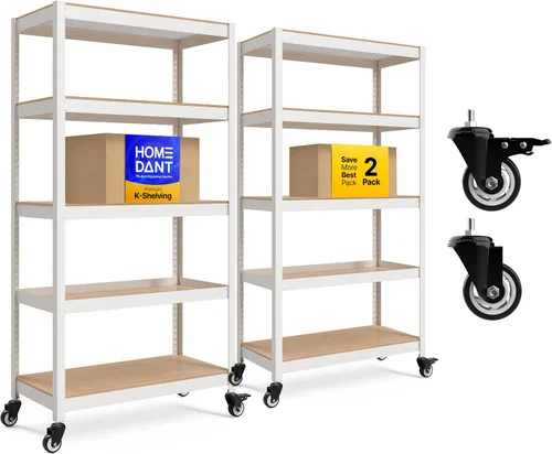 Miniatura 31 de HOMEDANT House Carrito Rodante de Metal de 24.4" con 5 Niveles, Estantería con Rodajas de Servicio Pesado Laminadas, Unidad de Estantería