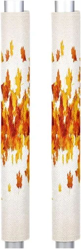 Miniatura 47 de Pardick Juego de 2 cubiertas para manija de puerta de refrigerador, diseño de hoja de limón amarillo lavable, protector decorativo para manija