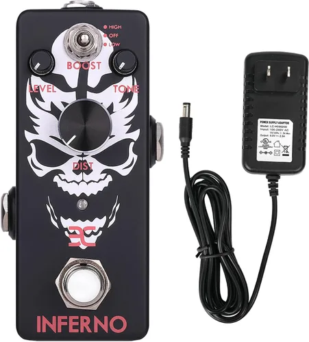 Miniatura 13 de EX Mini ecualizador de 7 bandas para pedal de guitarra y adaptador de fuente de alimentación para pedal de guitarra de 9 V con punta negativa de 2 A