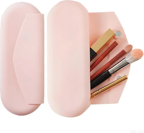 Miniatura 11 de Estuche de viaje de silicona para brochas de maquillaje, organizador de brochas de maquillaje portátil, estuche de viaje cosmético, bolsa de cepillo