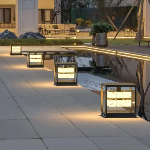 Miniatura 3 de Luces de poste para exteriores, lámpara de pilar clásica china de imitación de mármol, luz de pilar de puerta de mármol, lámpara de pie de casa