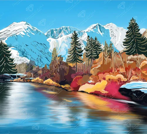 DIAMOND ART CLUB - Juego de pintura con diamantes, lienzo de “Otoño en Leavenworth”, lienzo redondo 5D para principiantes, divertidas manualidades